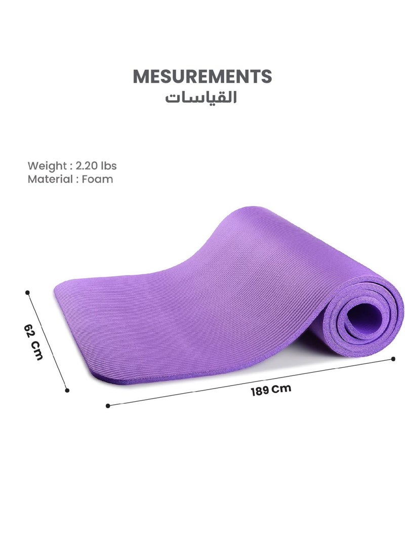 REST Yoga Mat Non Slip, Yoga Mat with Strap Included 10mm Thick Exercise Mat Ideal for HiiT, Pilates, Yoga and Many Other Home Workouts, Purple - Image 4